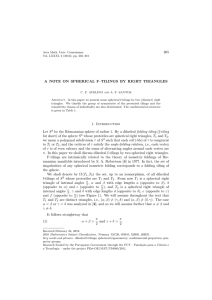 265 A NOTE ON SPHERICAL F–TILINGS BY RIGHT TRIANGLES