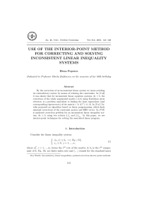 USE OF THE INTERIOR-POINT METHOD FOR CORRECTING AND SOLVING INCONSISTENT LINEAR INEQUALITY SYSTEMS