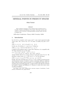 MINIMAL POINTS IN PRODUCT SPACES Mihai Turinici