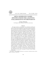 META-MODELLING BASED SPECIFICATIONS FOR ADAPTIVE COLLABORATIVE ENVIRONMENTS Cristina Mˆ