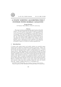 A STATIC SORTING ALGORITHM FOR P SYSTEMS WITH MOBILE CATALYSTS ∗ Drago¸