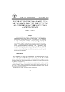 RECURSIVE DEFINITION, BASED ON A META-MODEL, FOR THE TYPE SYSTEM ARCHITECTURES