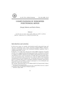 COMPUTATIONS IN WEIGHTED POLYNOMIAL RINGS Giorgio Dalzotto and Enrico Sbarra