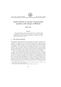 Small solutions to systems of polynomial equations with integer coefficients Mihai Cipu