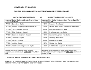 UNIVERSITY OF MISSOURI C CAPITAL AND NON-CAPITAL AC OUNT QUICK REFERENCE CARD