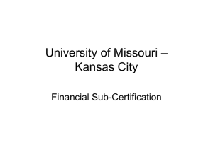 – University of Missouri Kansas City Financial Sub-Certification