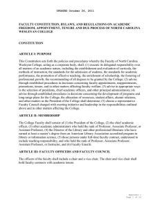 FACULTY CONSTITUTION, BYLAWS, AND REGULATIONS ON ACADEMIC