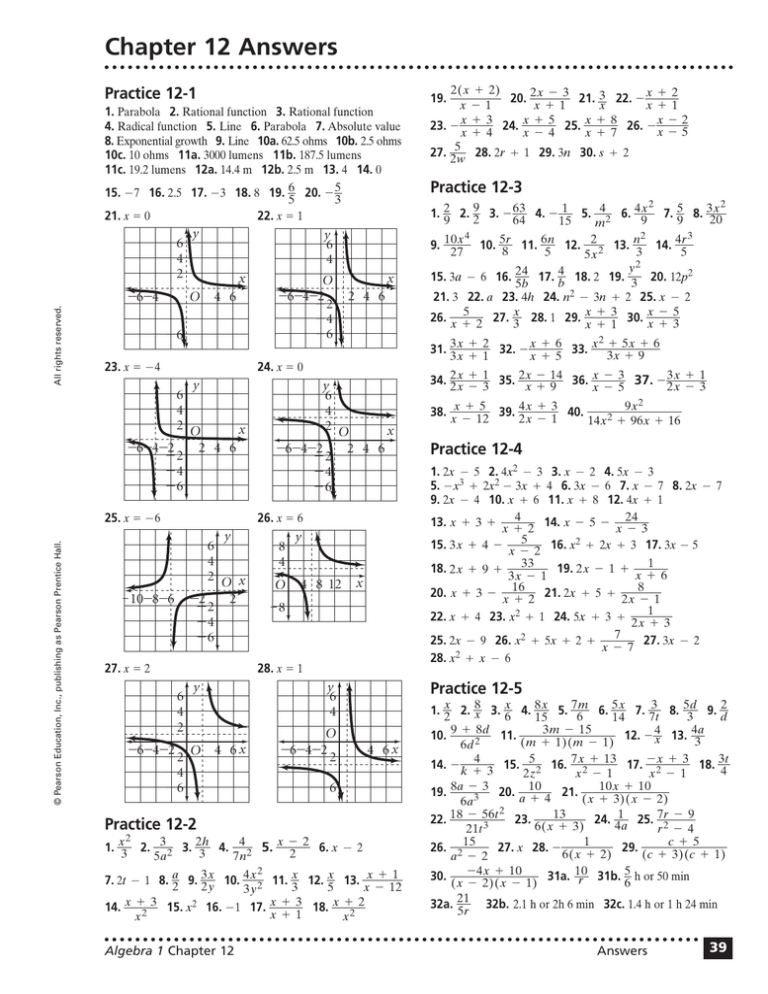 Chapter 12 Answers Practice 12 1 1 2