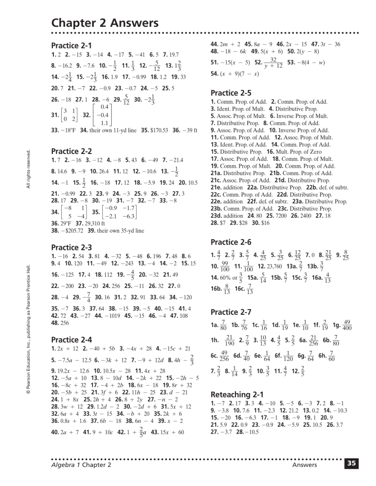 Chapter 2 Answers Practice 2 1 Practice 2 2