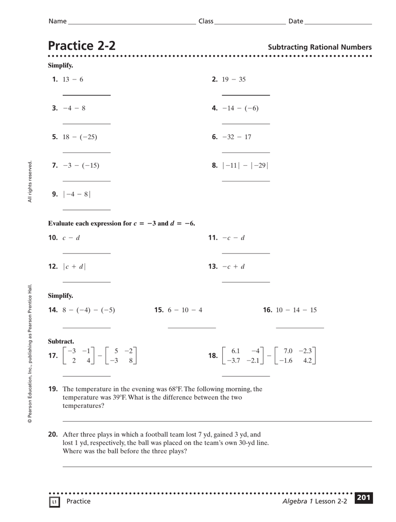 Adding And Subtracting Rational Numbers Worksheet Grade Worksheet