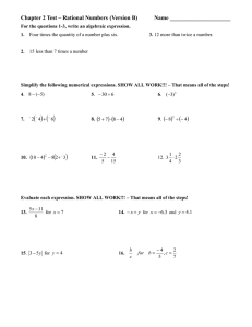Chapter 2 Test – Rational Numbers (Version B) Name _____________________