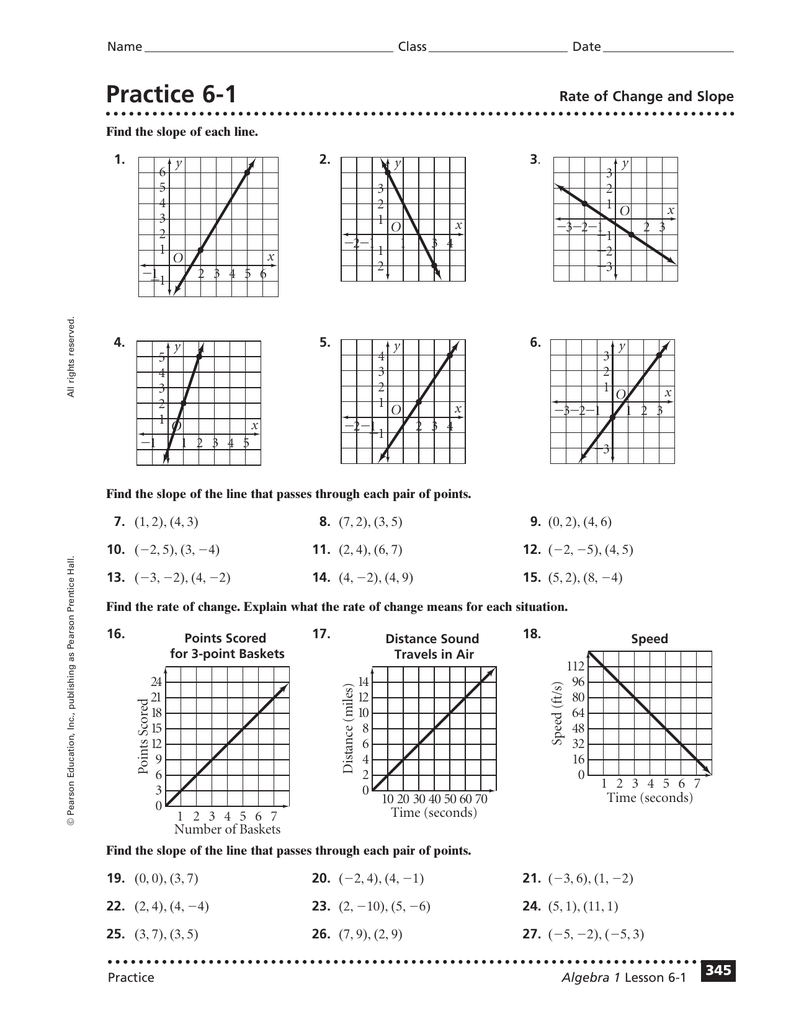 Rate Of Change And Slope Worksheet