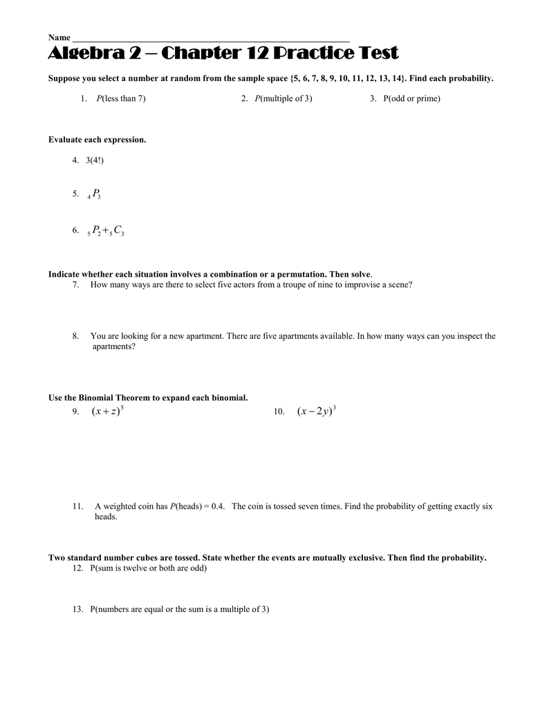 Chapter 12 Study Guide And Review Algebra 2 Study Poster Chapter 12 Study Guide And Review Algebra 2 Study Poster