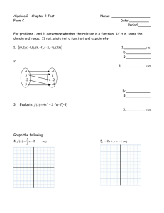 Algebra 2 – Chapter 2 Test  Name:  ___________________ Form C