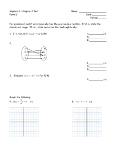Algebra 2 – Chapter 2 Test  Name:  ___________________ Form D