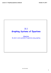 3.1 Graphing Systems of Equations Objective: