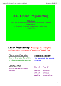 3.4 ­ Linear Programming