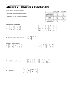 Algebra 2  - Chapter 4 Quiz Review