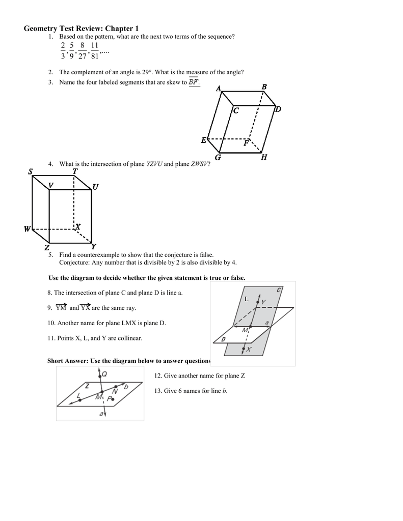 Geometry Test Review Chapter 1 11 8 5