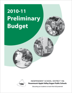 Preliminary Budget 2010-11 independent  school  district 196