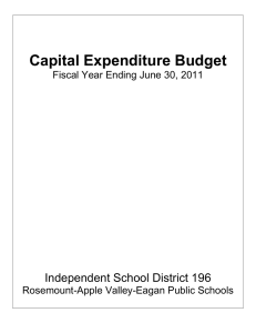 Capital Expenditure Budget Independent School District 196 Rosemount-Apple Valley-Eagan Public Schools