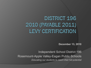 Independent School District 196 Rosemount-Apple Valley-Eagan Public Schools December 13, 2010