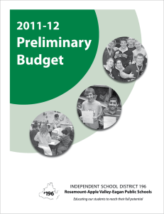 Preliminary Budget 2011-12 INDEPENDENT  SCHOOL  DISTRICT 196