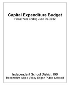 Capital Expenditure Budget Independent School District 196 Rosemount-Apple Valley-Eagan Public Schools