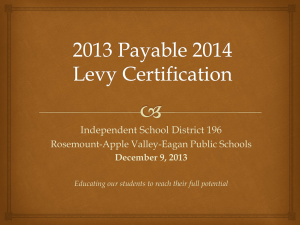 Independent School District 196  Rosemount-Apple Valley-Eagan Public Schools December 9, 2013