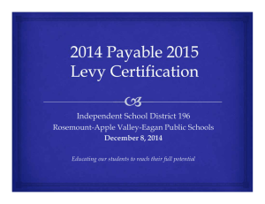 Independent School District 196 Rosemount-Apple Valley-Eagan Public Schools December 8, 2014