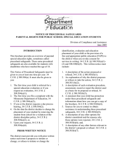 NOTICE OF PROCEDURAL SAFEGUARDS INTRODUCTION