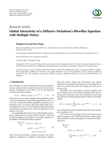 Research Article Global Attractivity of a Diffusive Nicholson’s Blowflies Equation