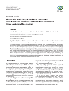 Research Article Three-Field Modelling of Nonlinear Nonsmooth Mixed Variational Inequalities