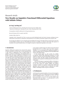 Research Article New Results on Impulsive Functional Differential Equations with Infinite Delays