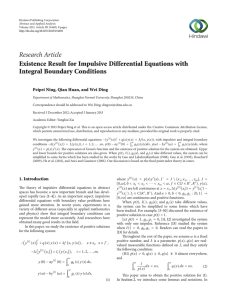 Research Article Existence Result for Impulsive Differential Equations with Integral Boundary Conditions