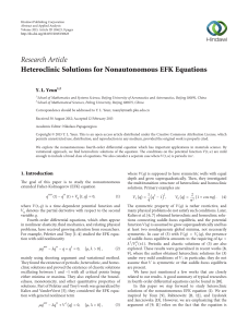 Research Article Heteroclinic Solutions for Nonautonomous EFK Equations Y. L. Yeun