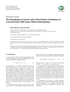 Research Article a Second Order Half-Linear Differential Equation