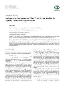 Research Article An Improved Nonmonotone Filter Trust Region Method for Zhong Jin