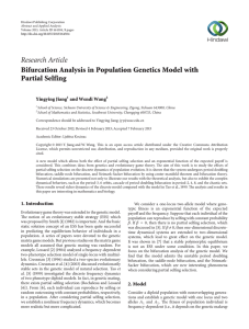 Research Article Bifurcation Analysis in Population Genetics Model with Partial Selfing Yingying Jiang