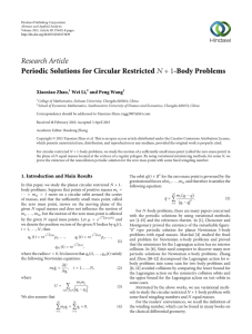 Research Article Periodic Solutions for Circular Restricted -Body Problems Xiaoxiao Zhao,