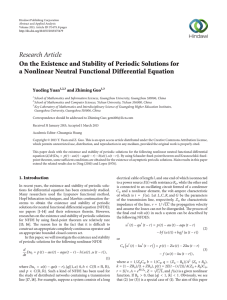 Research Article On the Existence and Stability of Periodic Solutions for