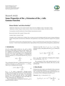 Research Article Some Properties of the Gamma Function -Extension of the