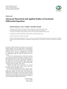 Editorial Advanced Theoretical and Applied Studies of Fractional Differential Equations Dumitru Baleanu,