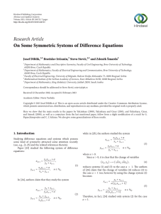 Research Article On Some Symmetric Systems of Difference Equations Josef Diblík, Bratislav Iri