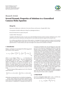 Research Article Several Dynamic Properties of Solutions to a Generalized Camassa-Holm Equation