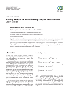 Research Article Stability Analysis for Mutually Delay-Coupled Semiconductor Lasers System