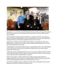 Macomb, IL – Five out of seven 2014 Blackhawk Division... (IPA) Principal of the Year Award Winners are Western Illinois...