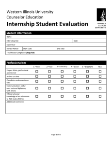 Internship Student Evaluation  Western Illinois University  Counselor Education  