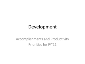 Development Accomplishments and Productivity Priorities for FY’11