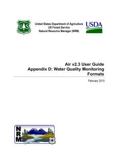 Air v2.3 User Guide Appendix D: Water Quality Monitoring Formats